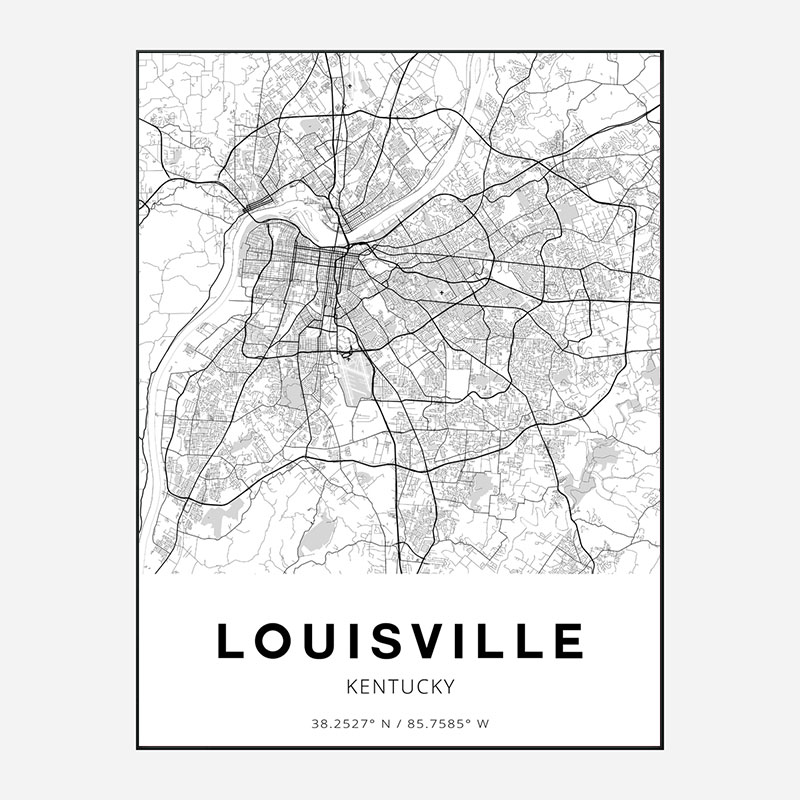 Louisville - Kentucky Passion Marble Map Recessed Framed Print by paushop93