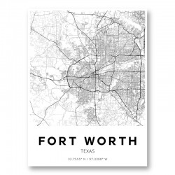 Fort Worth Texas City Map Art Print