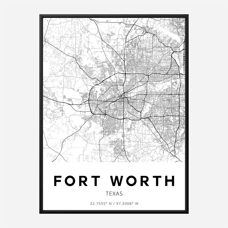 Fort Worth Texas City Map Art Print