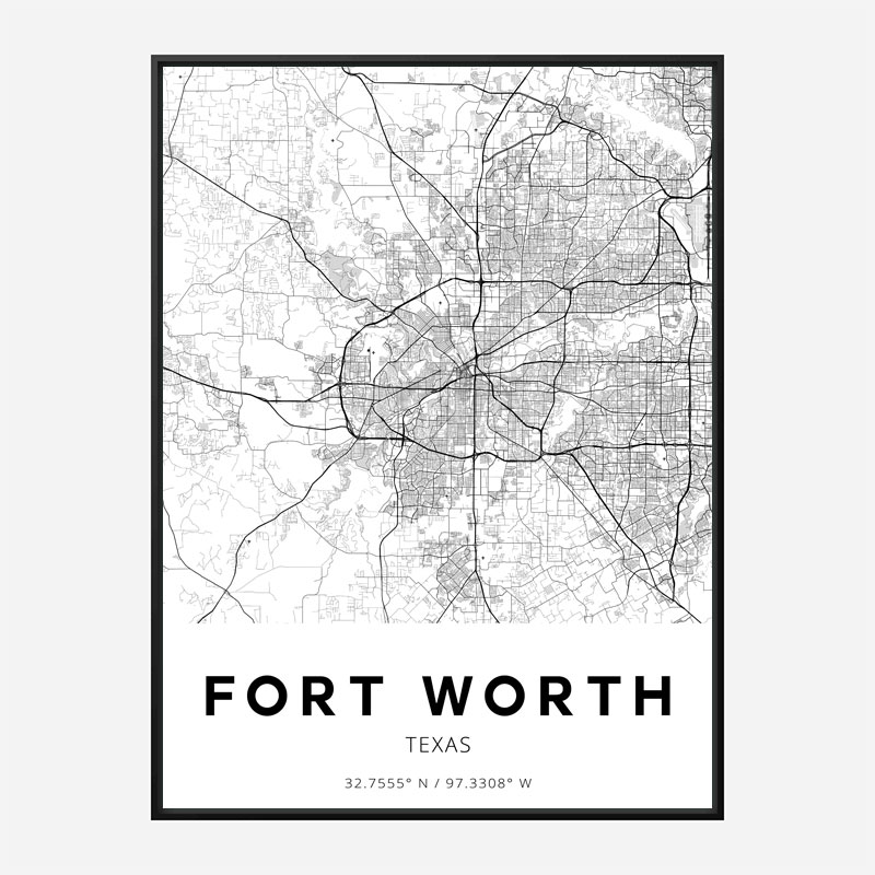 Fort Worth Texas City Map Art Print