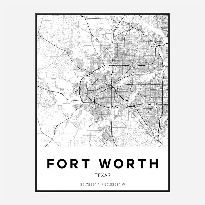 Fort Worth Texas City Map Art Print