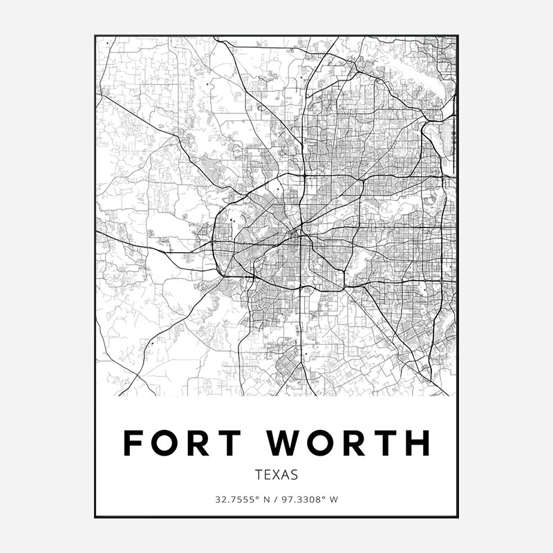 Fort Worth Texas City Map Art Print