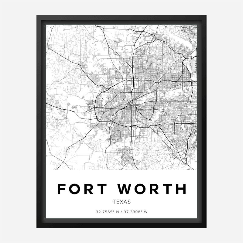 Fort Worth Texas City Map Art Print