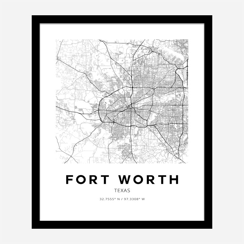 Fort Worth Texas City Map Art Print