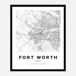 Fort Worth Texas City Map Art Print