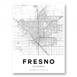 Fresno California City Map Art Print