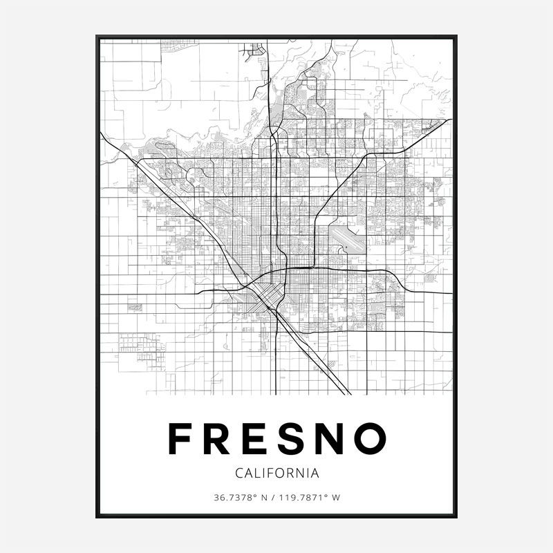 Fresno California City Map Art Print