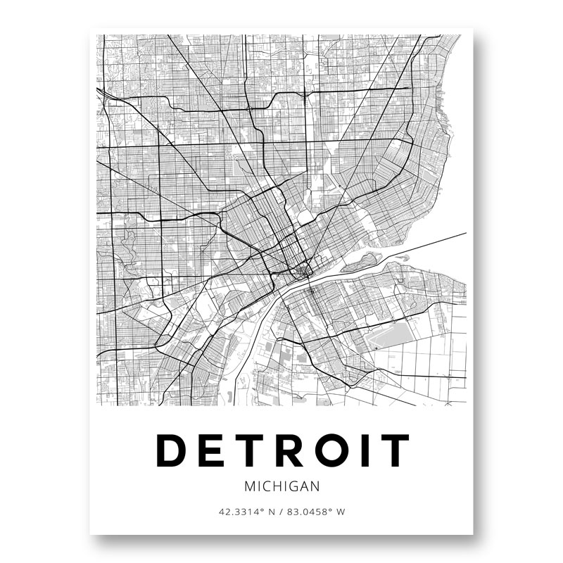 Detroit Michigan City Map Art Print