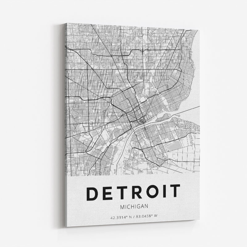 Detroit Michigan City Map Art Print