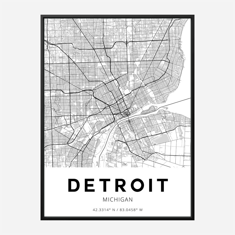 Detroit Michigan City Map Art Print