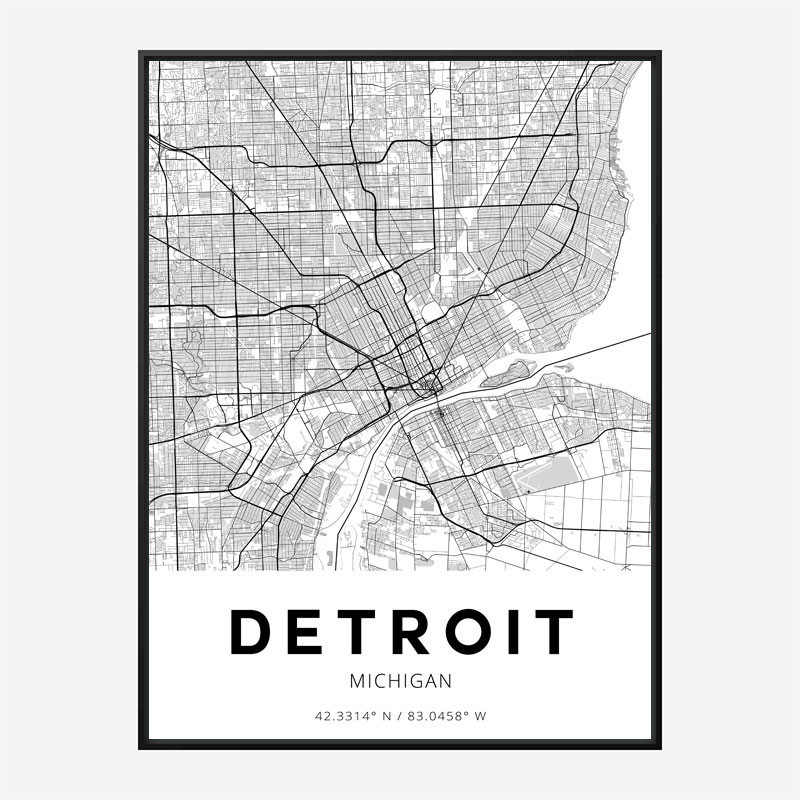Detroit Michigan City Map Art Print