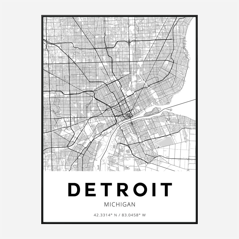 Detroit Michigan City Map Art Print