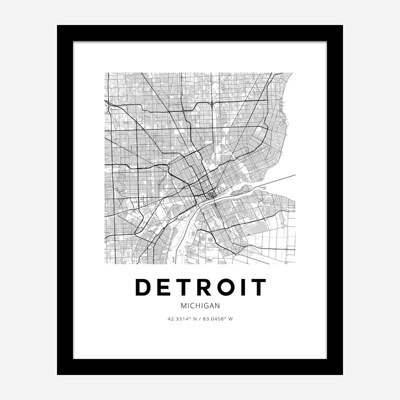 Detroit Michigan City Map Art Print