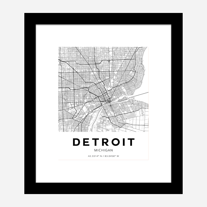 Detroit Michigan City Map Art Print