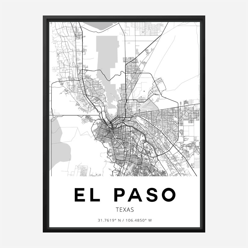 El Paso Texas City Map Art Print