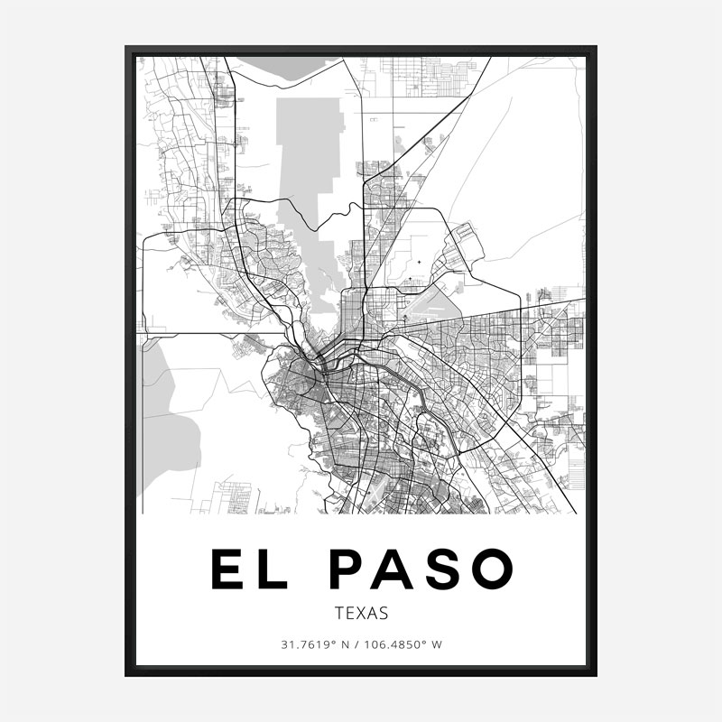 El Paso Texas City Map Art Print