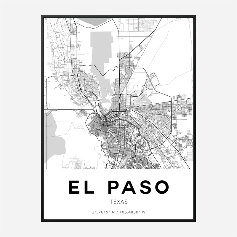 El Paso Texas City Map Art Print