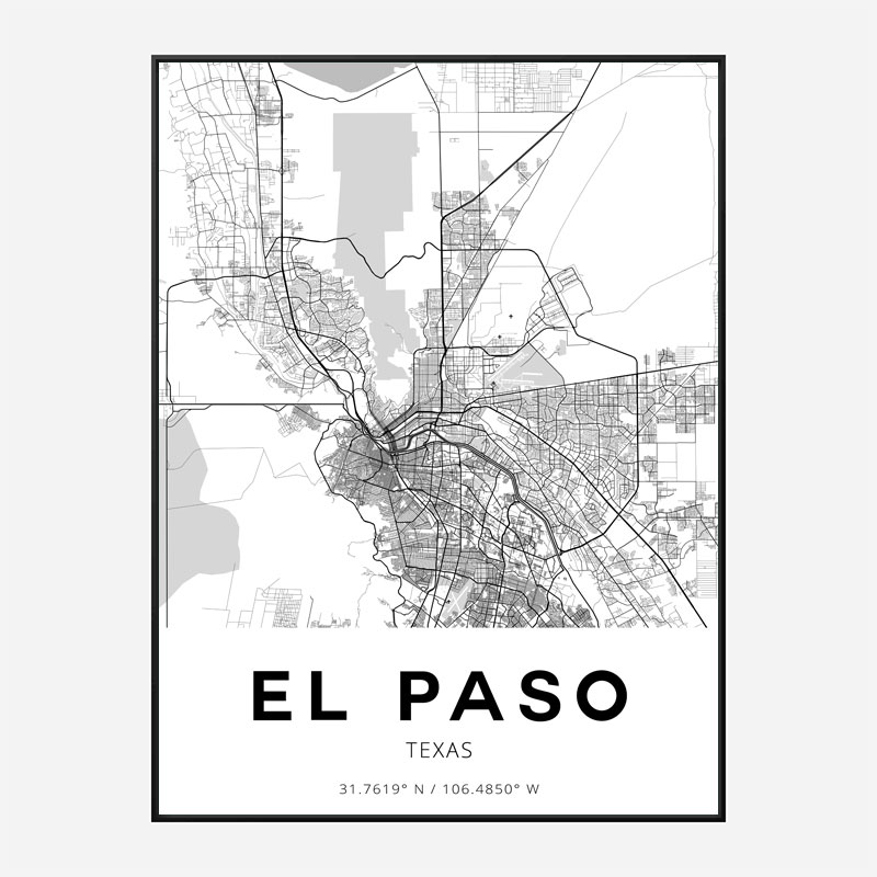 El Paso Texas City Map Art Print