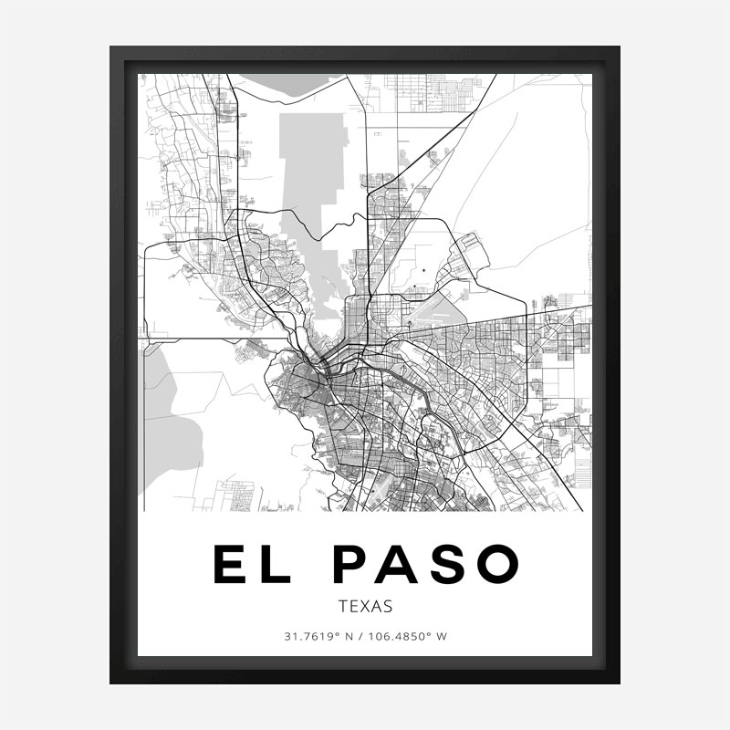 El Paso Texas City Map Art Print