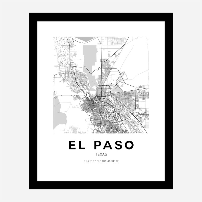 El Paso Texas City Map Art Print