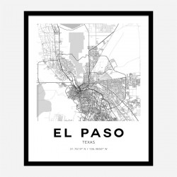 El Paso Texas City Map Art Print