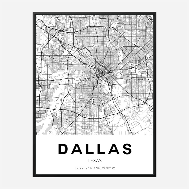 Dallas Texas City Map Art Print