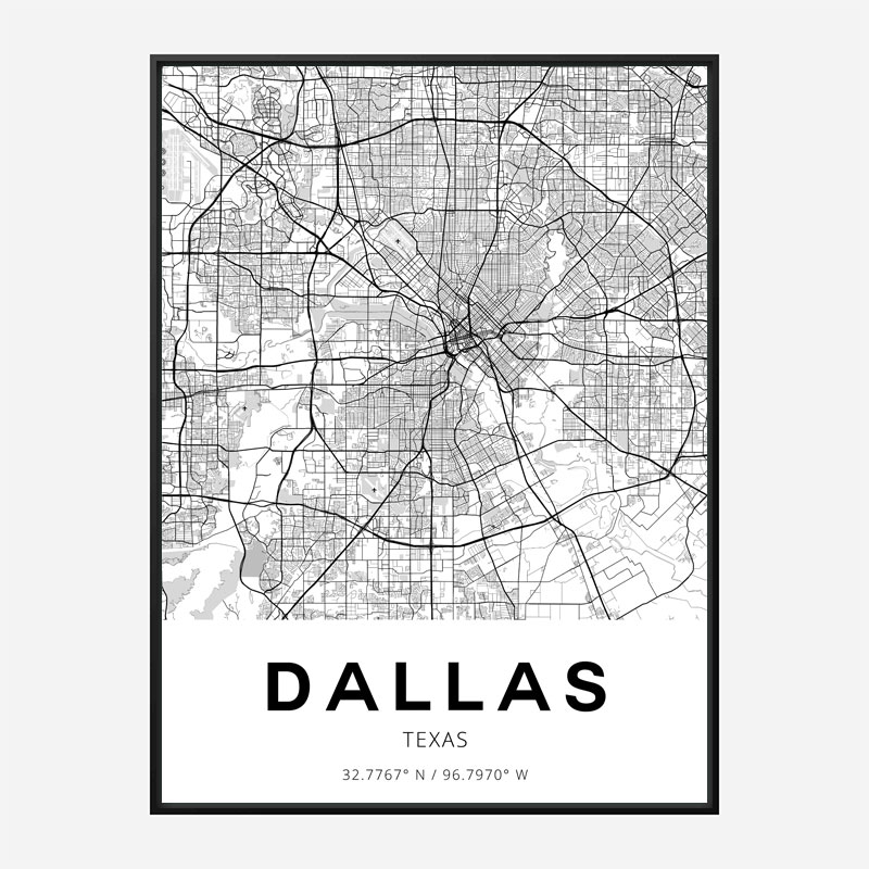 Dallas Texas City Map Art Print