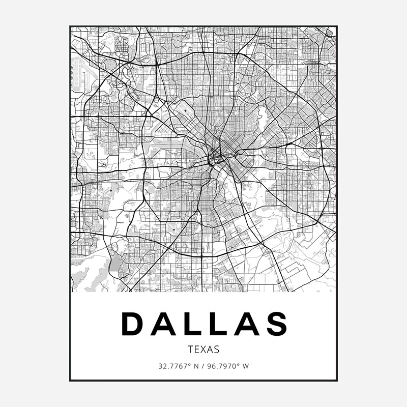 Dallas Texas City Map Art Print