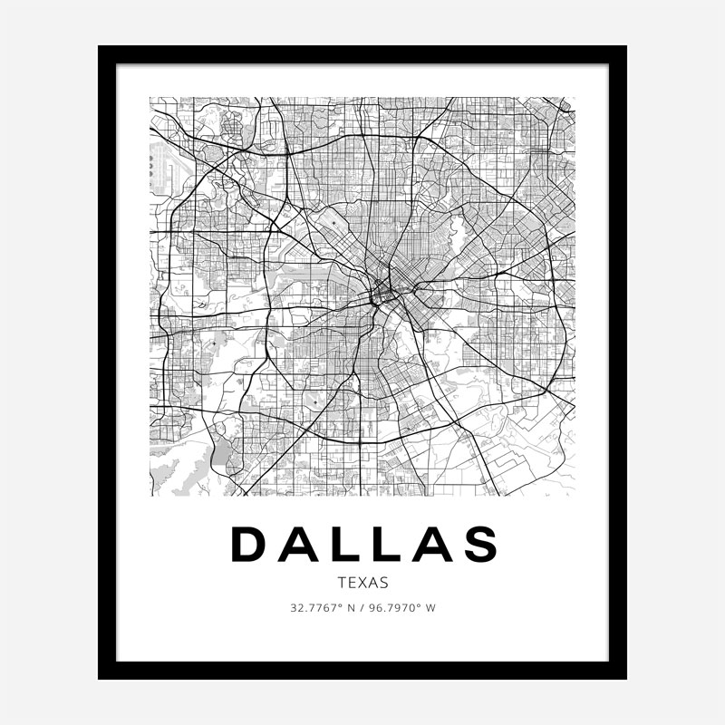 Dallas Texas City Map Art Print