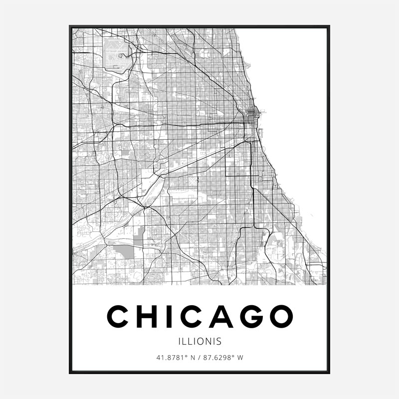 Chicago Illinois City Map Art Print