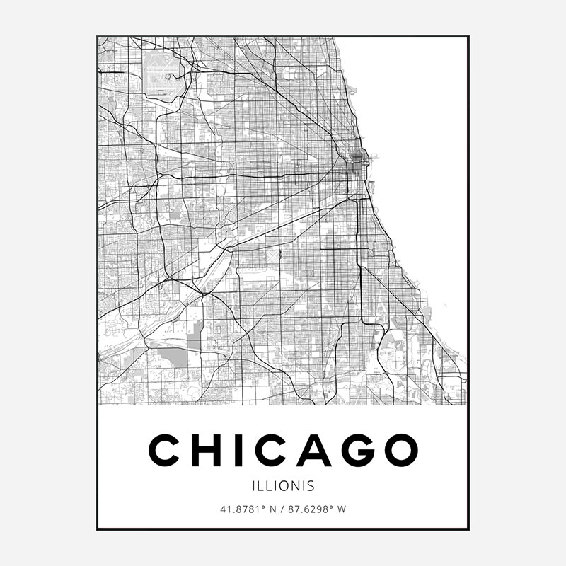 Chicago Illinois City Map Art Print