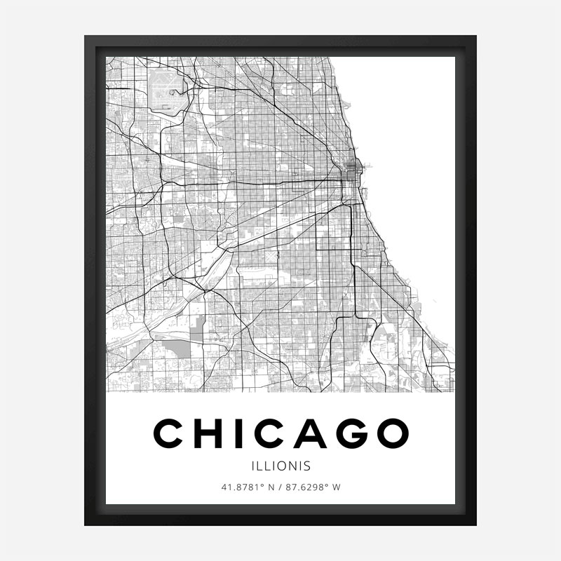 Chicago Illinois City Map Art Print