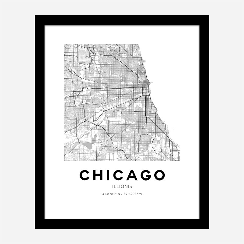 Chicago Illinois City Map Art Print