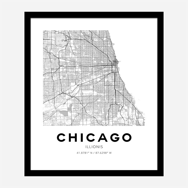 Chicago Illinois City Map Art Print