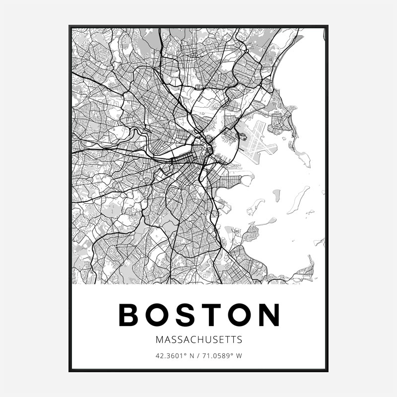 Boston Massachusetts City Map Art Print