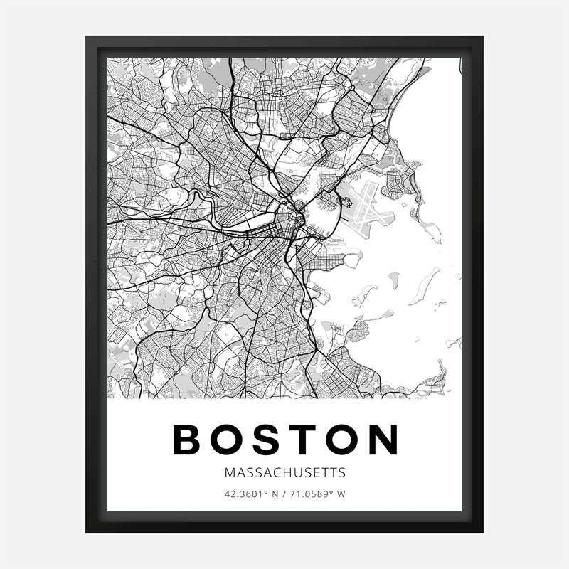 Boston Massachusetts City Map Art Print