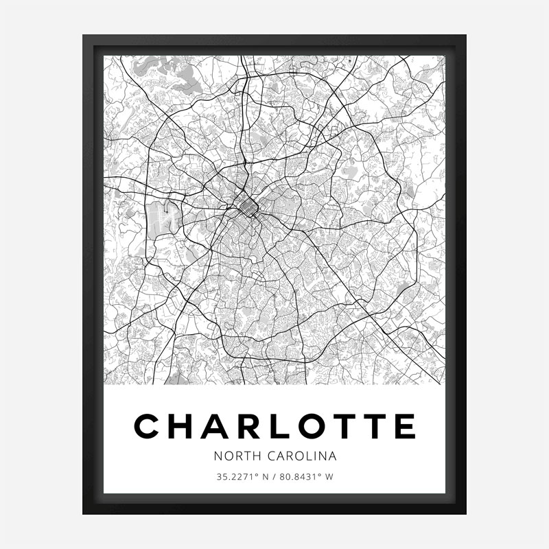 Charlotte North Carolina City Map Art Print