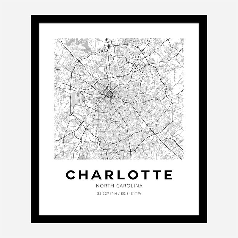 Charlotte North Carolina City Map Art Print