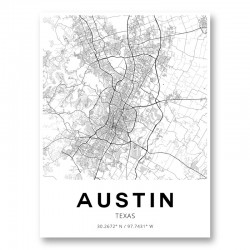 Austin Texas City Map Art Print