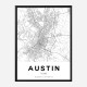 Austin Texas City Map Art Print