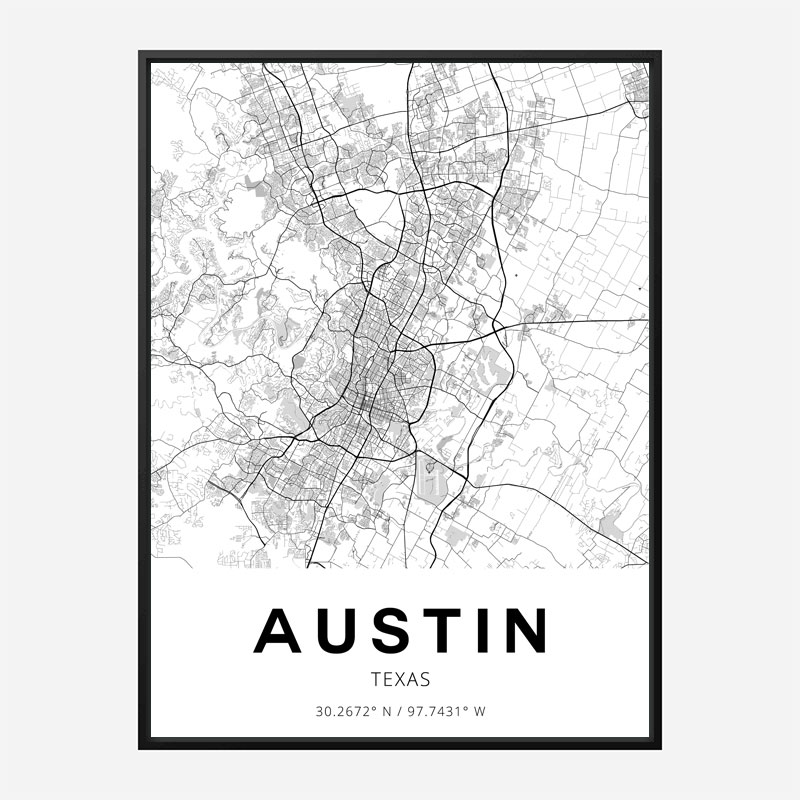 Austin Texas City Map Art Print