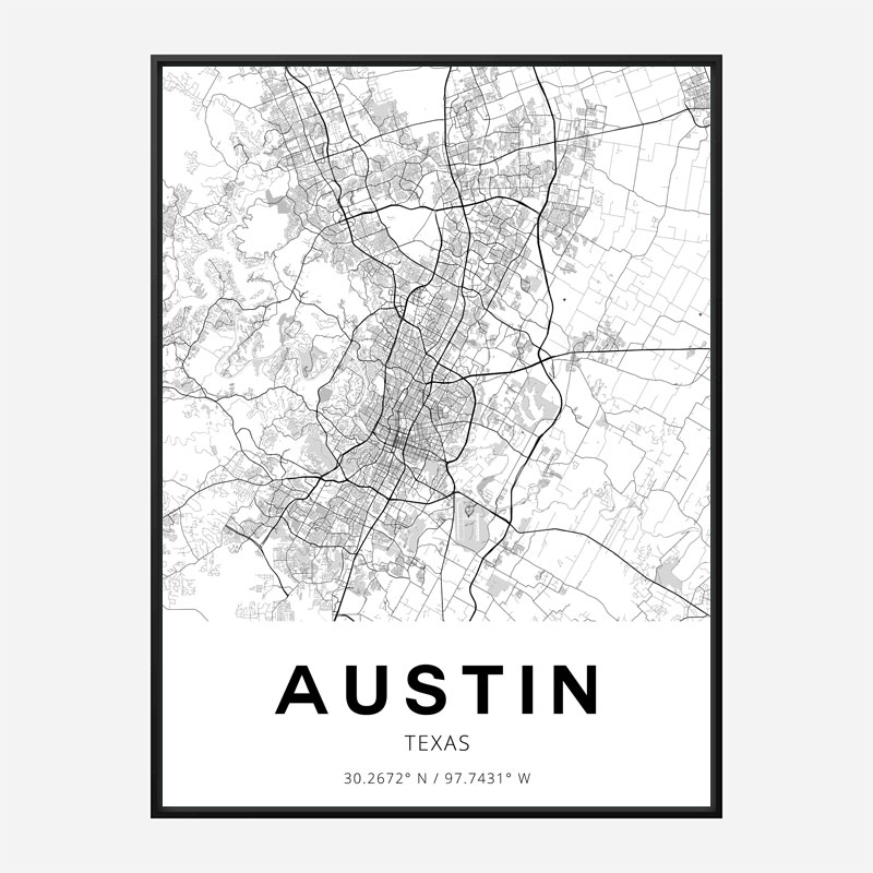 Austin Texas City Map Art Print