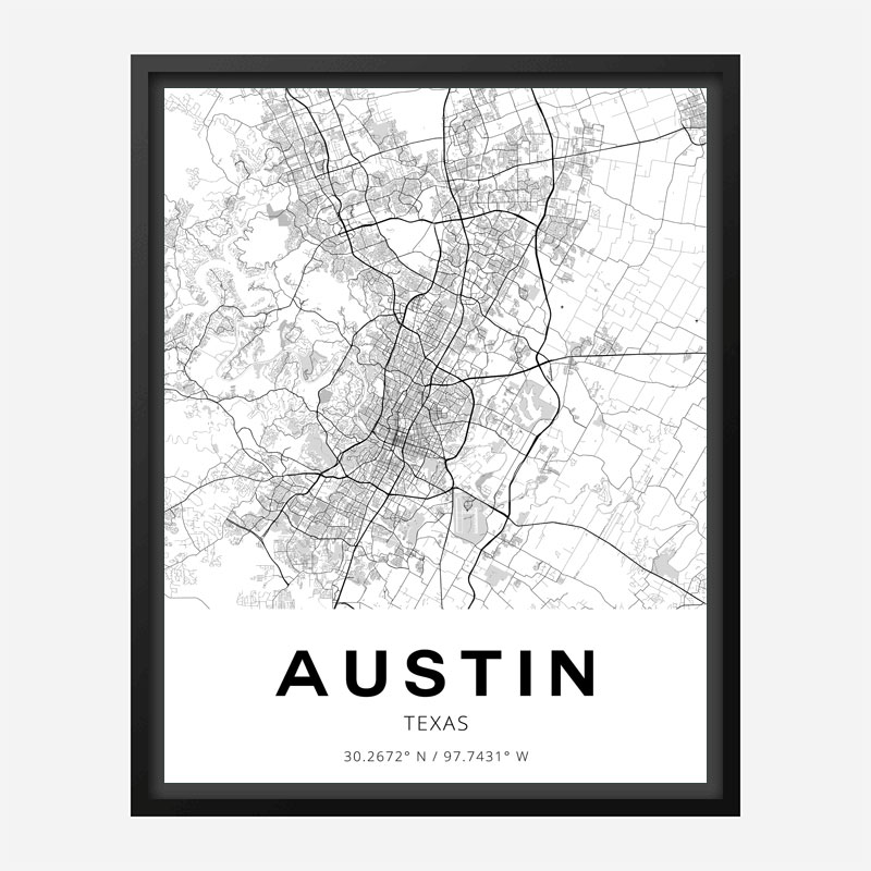 Austin Texas City Map Art Print