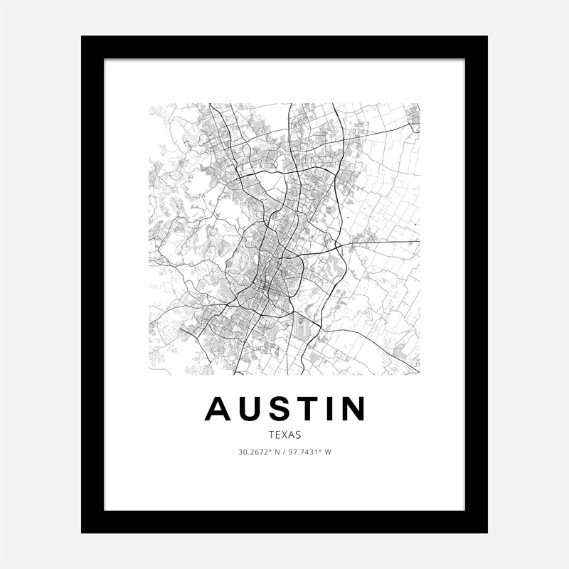 Austin Texas City Map Art Print