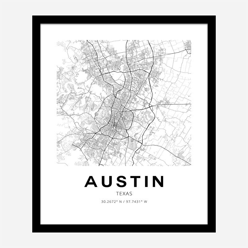 Austin Texas City Map Art Print