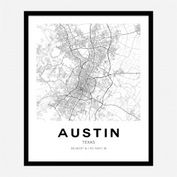 Austin Texas City Map Art Print