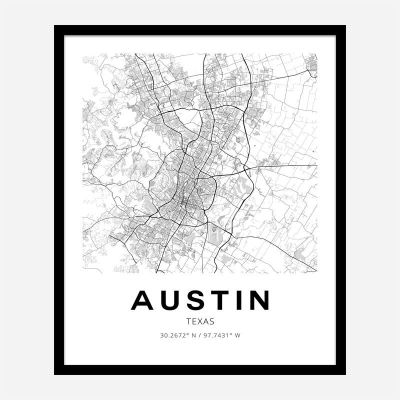 Austin Texas City Map Art Print