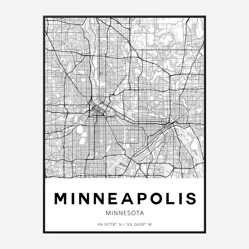 Minneapolis Minnesota City Map Art Print