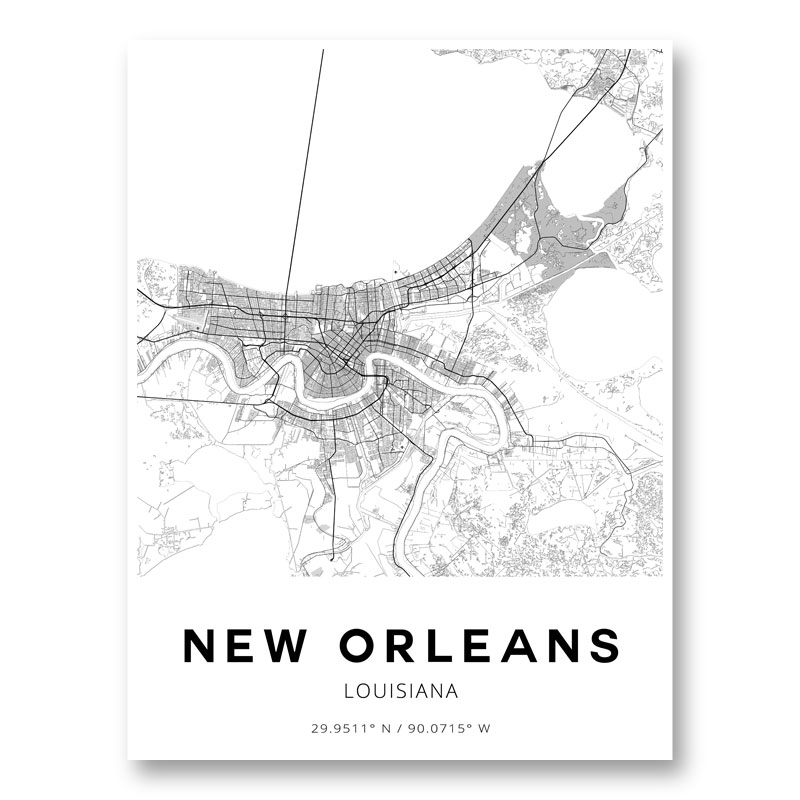 New Orleans Louisiana City Map Art Print