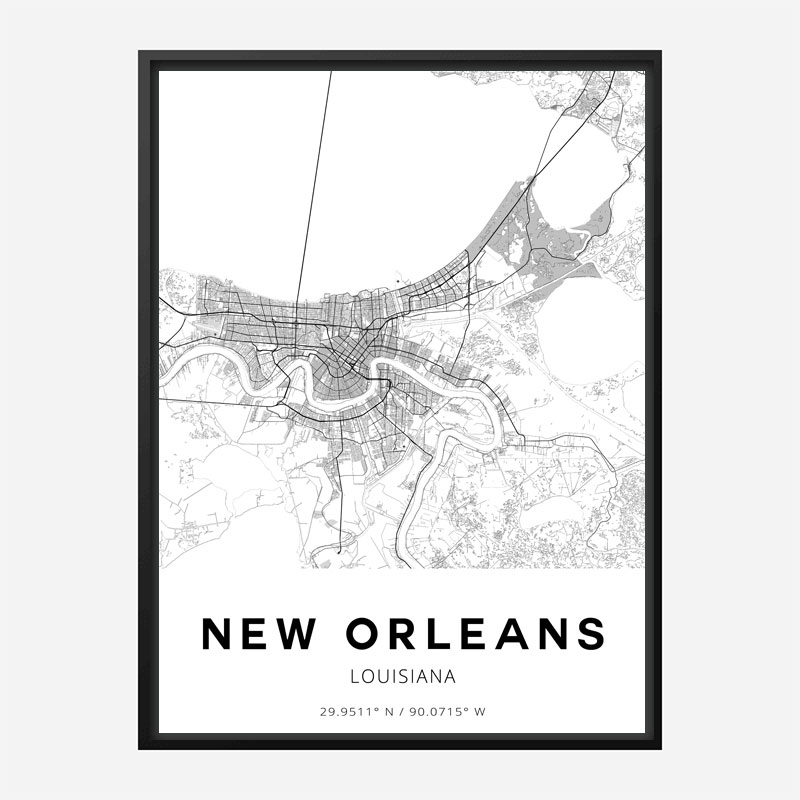 New Orleans Louisiana City Map Art Print